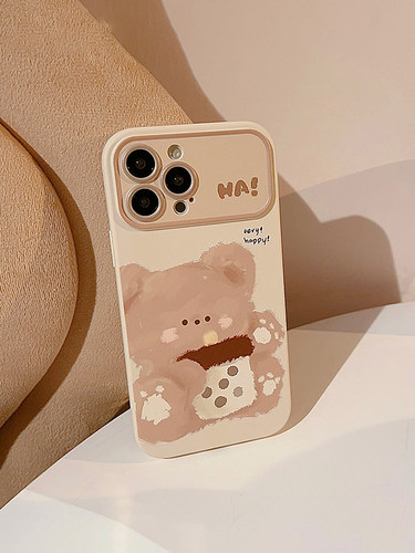 可爱奶茶小熊适用苹果17手机壳小众日韩ins风13新款iphone15pro max女16大视窗11全包xr防摔软壳xs保护套12