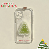 ins渐变圣诞树iPhone17Pro Max手机壳16Pro透明XR女11适用苹果12软14promax透明13文艺小清新保护套15plus