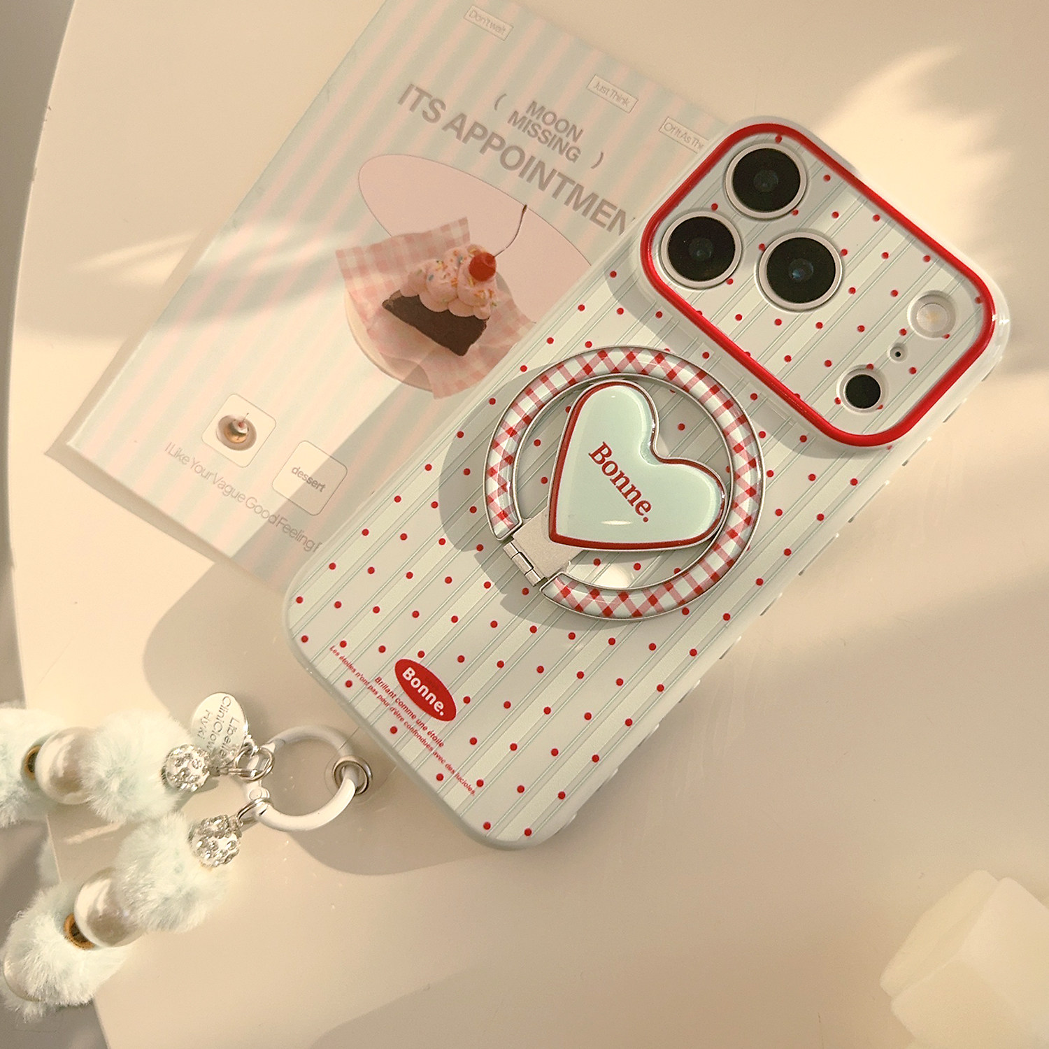 ins韩系蓝红撞色条纹波点适用苹果17promax手机壳iphone16pro新款15女款14小众设计13高颜值11全包17磁吸支架