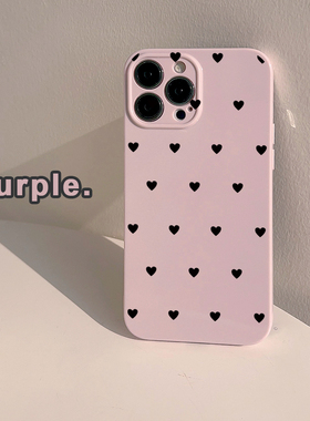 甜酷ins黑色爱心适用iphone17pro小众少女16promax苹果11手机壳14日韩网红风13全包套plus亮面15ProMAX软