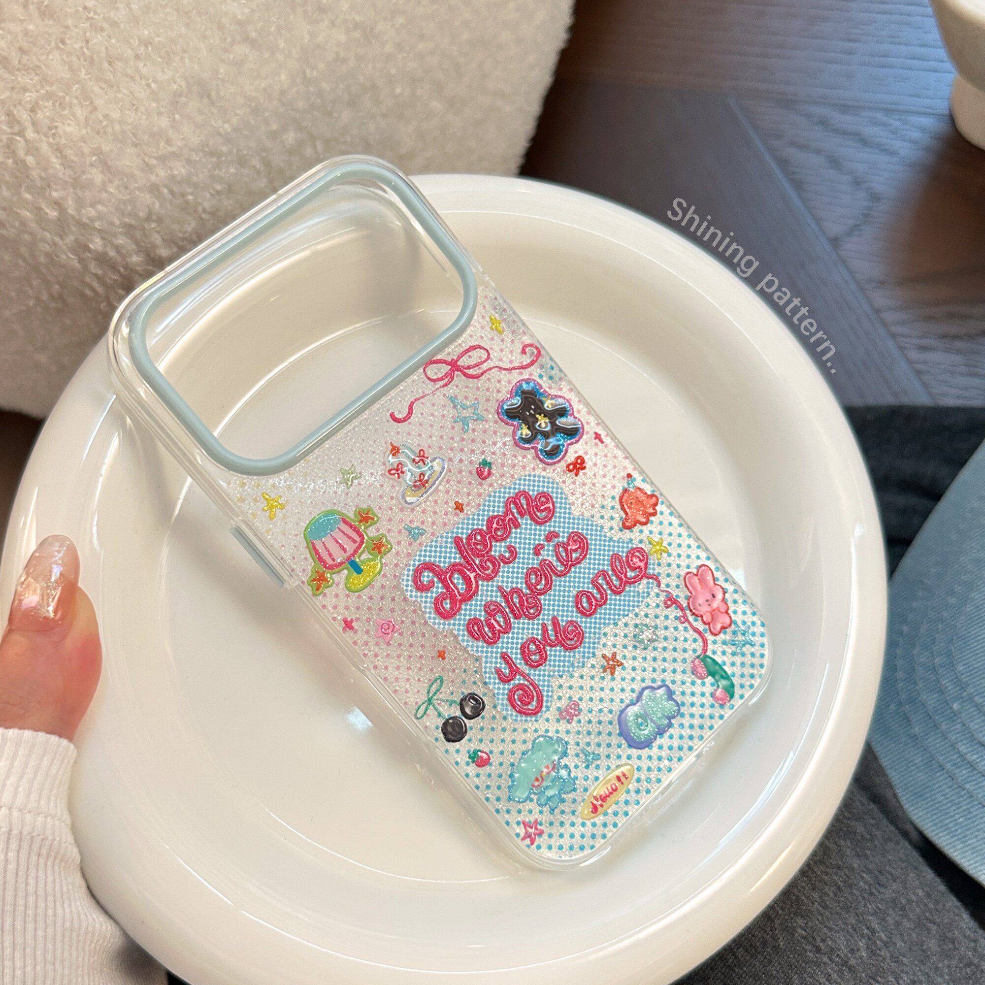 泰彩卡通透明浮雕闪粉适用苹果17promax手机壳iphone17新款15pro女款14夏日小清新涂鸦13少女心12软壳16情侣