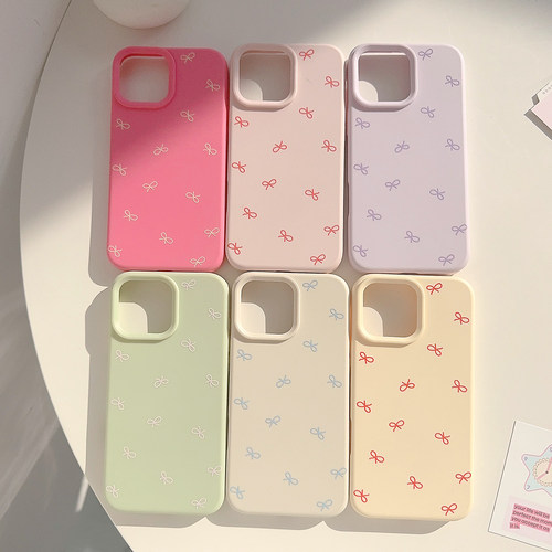 韩系ins蝴蝶结适用苹果17promax手机壳iphone16新款13pro女款12网红14纯色简约小众温柔11全包软壳15保护套