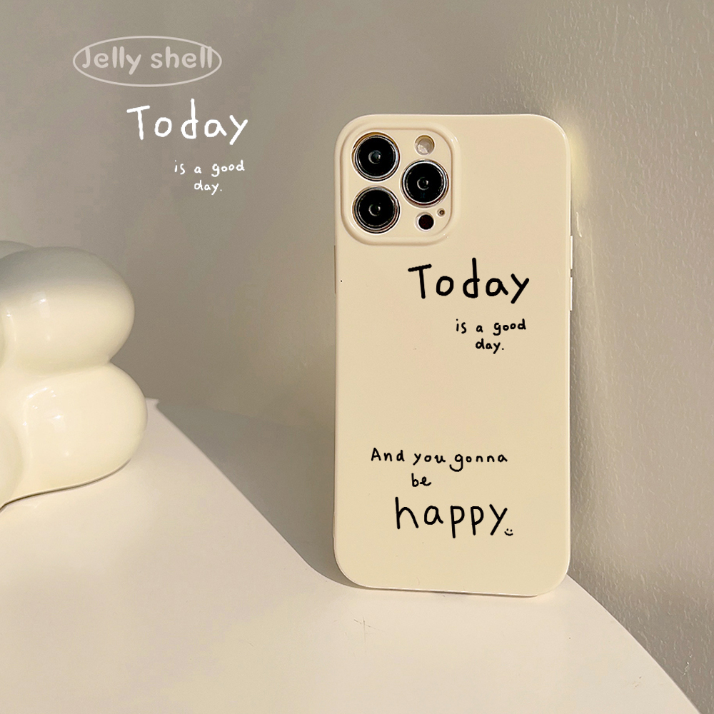 ins小清新简约纯色淡黄字母适用苹果14手机壳新款iphone13proma网红15小众11高级感plus女款硅胶防摔保护套16