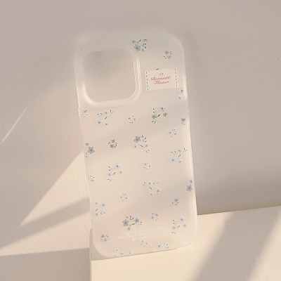 蓝色小花朵适用苹果16promax手机壳iphone17新款15pro女款14少女韩系11清透感16软磨砂白15仙女风唯美小清新