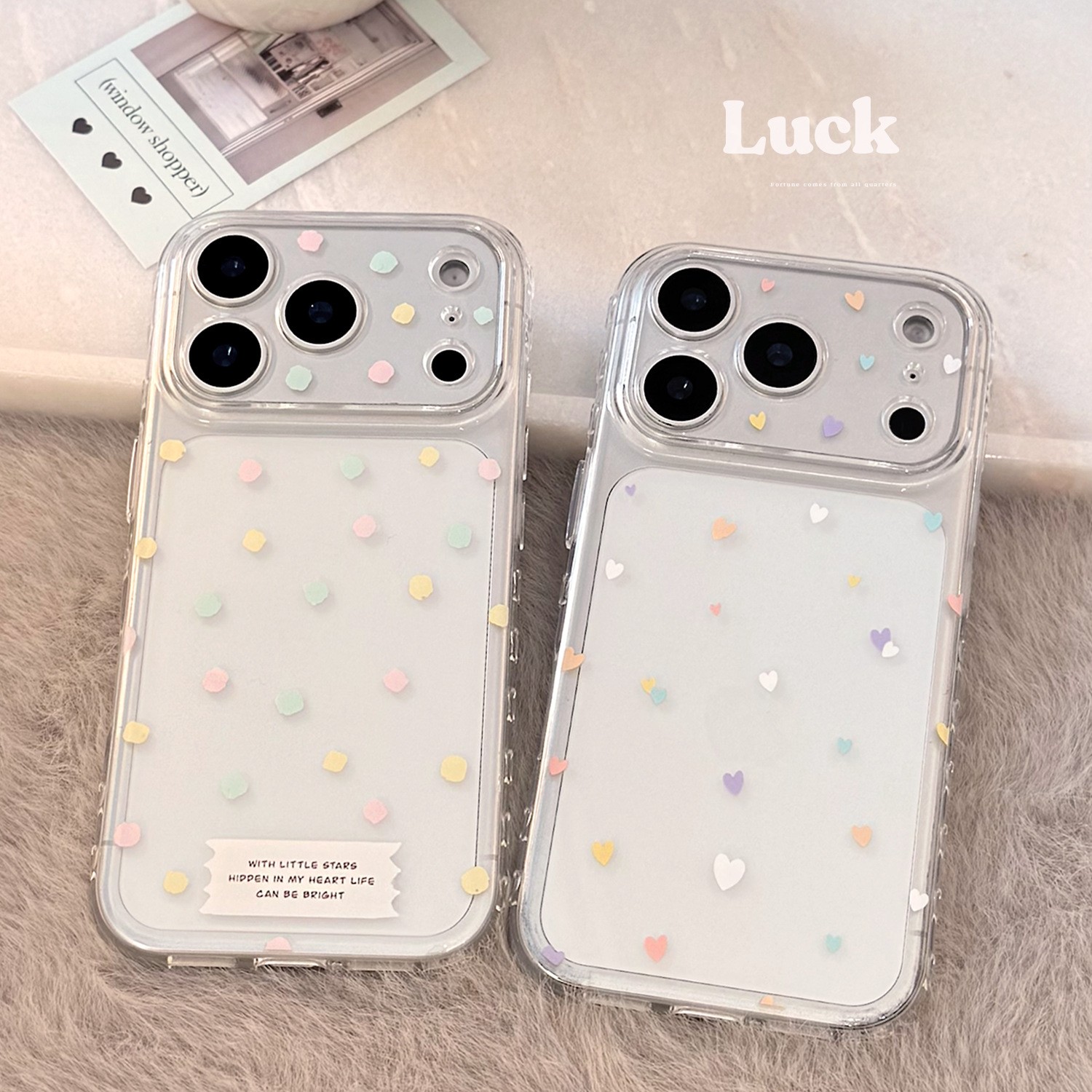 韩系ins彩色爱心波点适用苹果17promax手机壳iphone16pro新款15男女款14透明简约13防摔12全包软壳保护套17