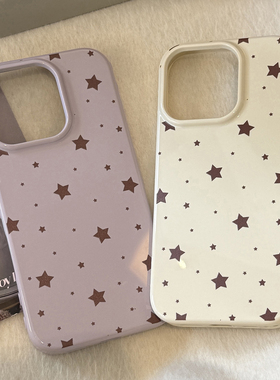 ins小众简约棕色星星适用苹果17promax手机壳iphone16pro新款15男女款14小众个性复古13防摔12全包软壳秋冬