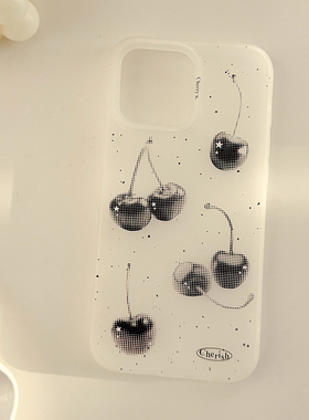 ins甜酷黑色樱桃适用苹果17promax手机壳iphone17新款15pro男女款14日韩12软壳16个性复古简约水果11磨砂白