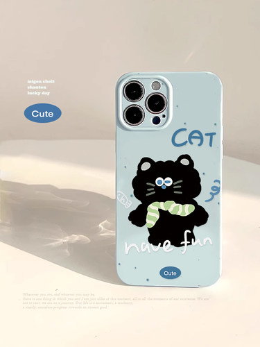 适用ins趣味可爱小猫咪iPhone17promax苹果15Pro手机壳12小众韩风11春夏奶蓝plus少女款13Pro防摔16plus软壳