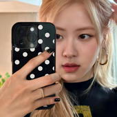 rosé朴彩英同款 白色波点适用iPhone17promax手机壳苹果13新款 14pm女11全包12pro日韩复古简约xr保护套软16