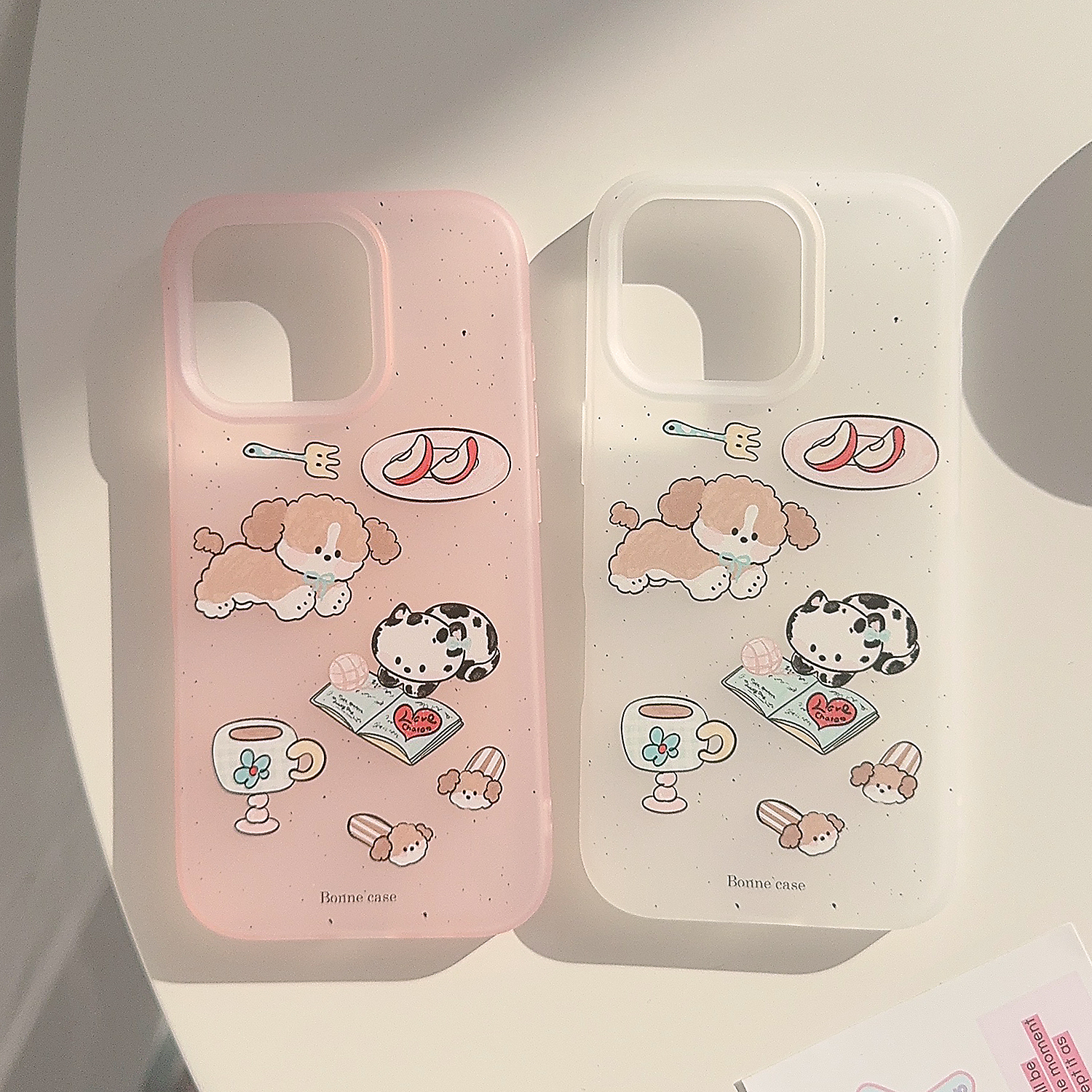 ins日韩可爱涂鸦猫咪小狗适用苹果16promax手机壳iphone13新款15pro女款14卡通创意12透明粉色11全包软壳16
