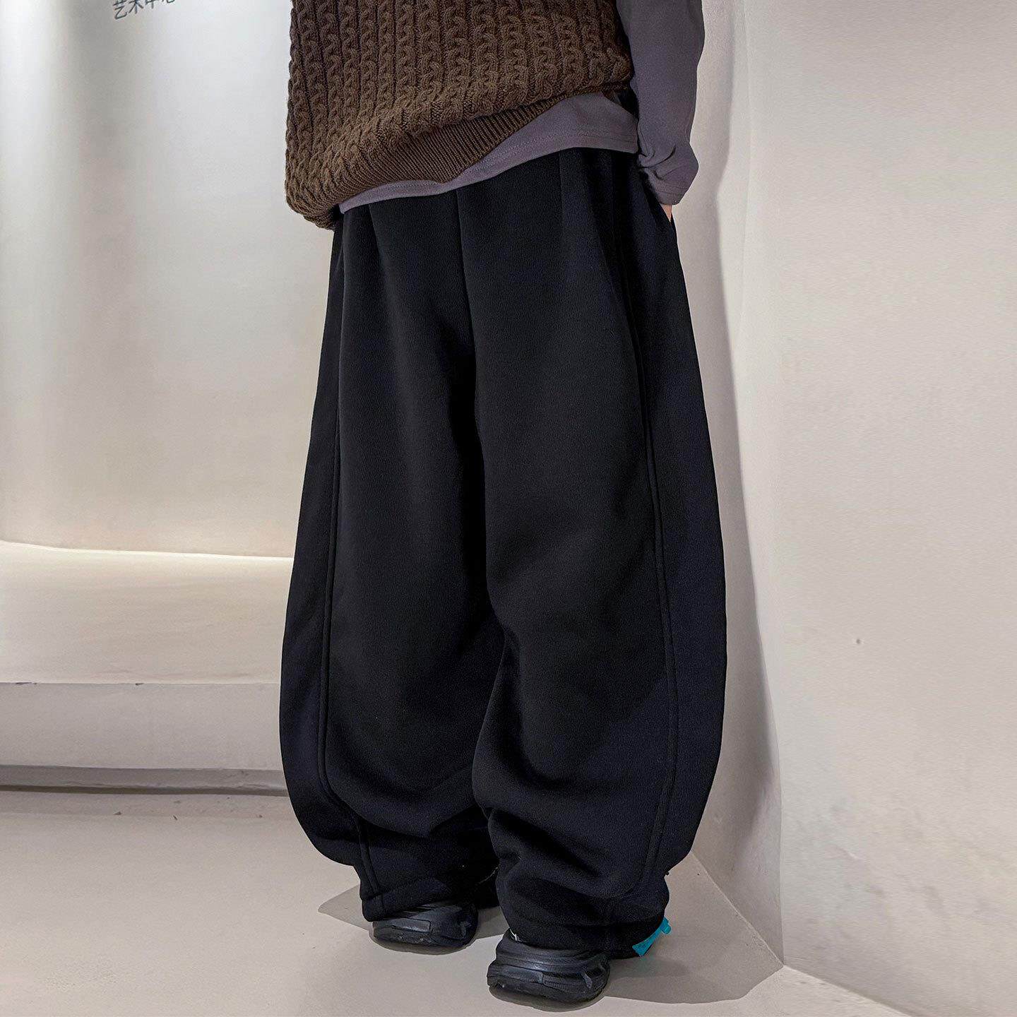 男童裤裤子加绒加厚韩休闲男孩潮酷宽松运动卫裤时尚范阔腿裤