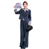 新款2026撞色拼接假两件时尚休闲两件套C252-2701P185K298，女装套装/套裙，2C252