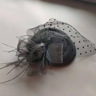 法式复古赫本羽毛年会新娘晚礼服头饰演出名媛派对宴会旗袍小礼帽