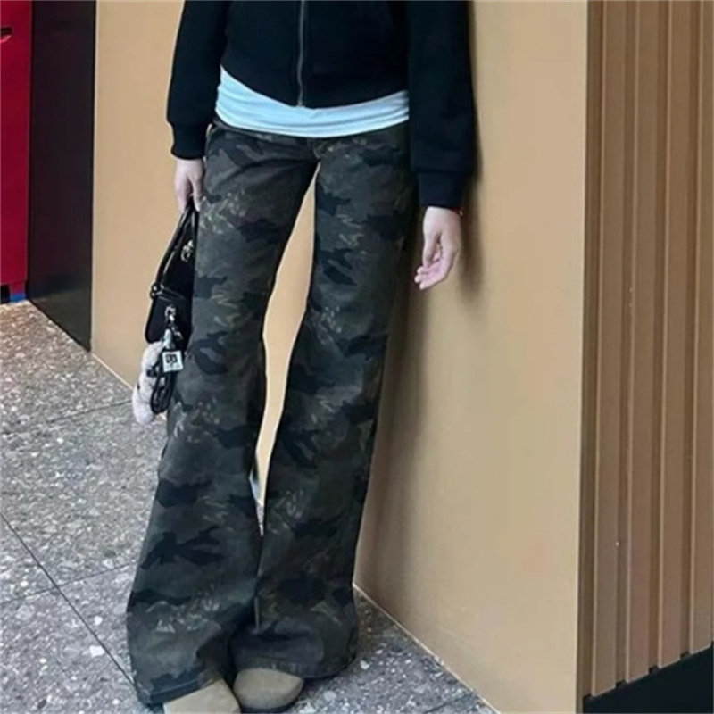 美式微喇牛仔裤女2026春季复古迷彩不贴腿新款显瘦马蹄辣妹喇叭裤,女装/女士精品,牛仔裤,淘宝优惠券,粉丝福利购,淘宝优惠卷