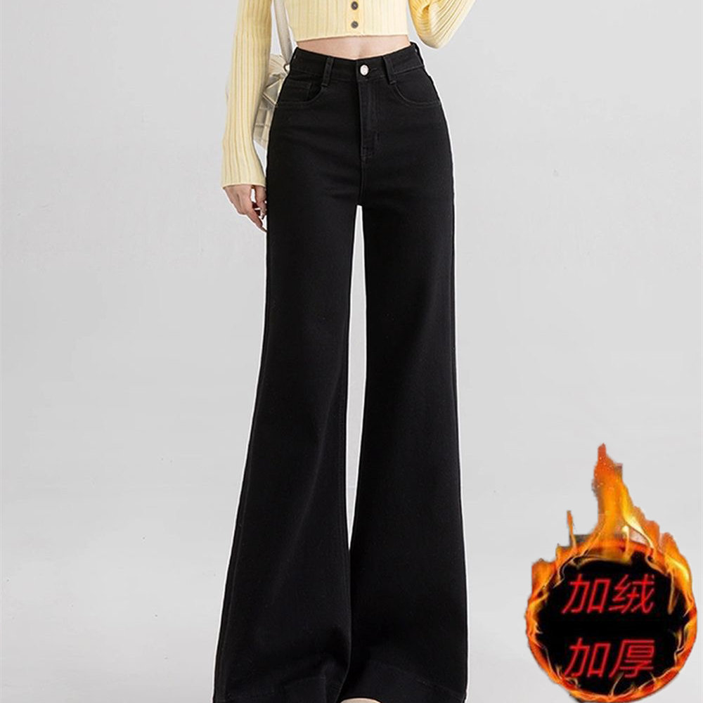 加绒加厚黑色微喇不贴腿牛仔裤女秋冬新款高腰显瘦马蹄喇叭拖地裤,女装/女士精品,牛仔裤,淘宝优惠券,粉丝福利购,淘宝优惠卷
