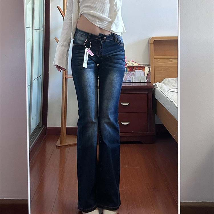 韩版ins复古牛仔裤女2026春季新款低腰百搭微喇裤修身显瘦拖地裤,女装/女士精品,牛仔裤,淘宝优惠券,粉丝福利购,淘宝优惠卷