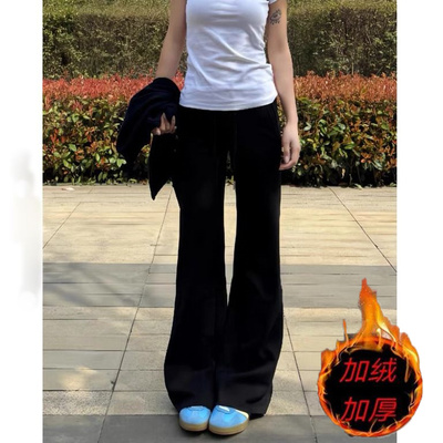 黑色微喇叭牛仔裤女春秋新款