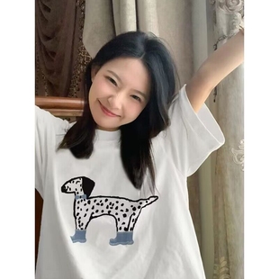 100%纯棉白色短袖 小个子宽松百搭小众别致上衣 t恤女2025夏季 新款