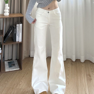 白色不贴腿微喇牛仔裤女2026春季韩版新款高腰显瘦百搭喇叭裤潮