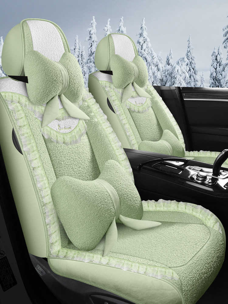 汽车坐垫冬季毛绒卡通座套全包保暖羊羔绒座椅套冬季小车保暖毛垫