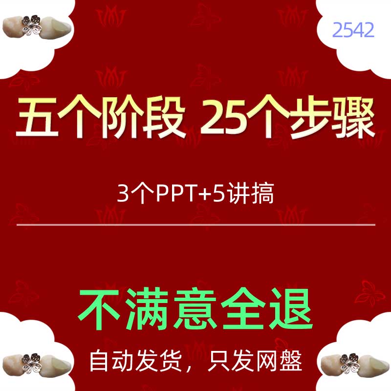 企业发展职员5阶段25步骤课件PPT模板红色背景申请加入发展员工5