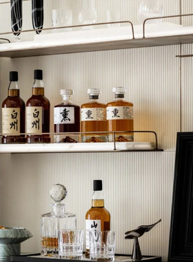 森度轻奢酒柜酒水玻璃酒具大理石果盘托盘软装样板间仿真酒桌面