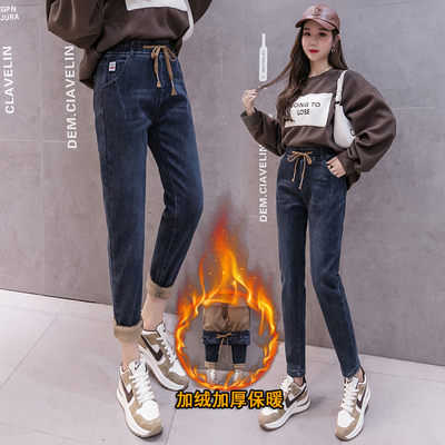 加加厚牛仔裤女秋冬保暖弹力