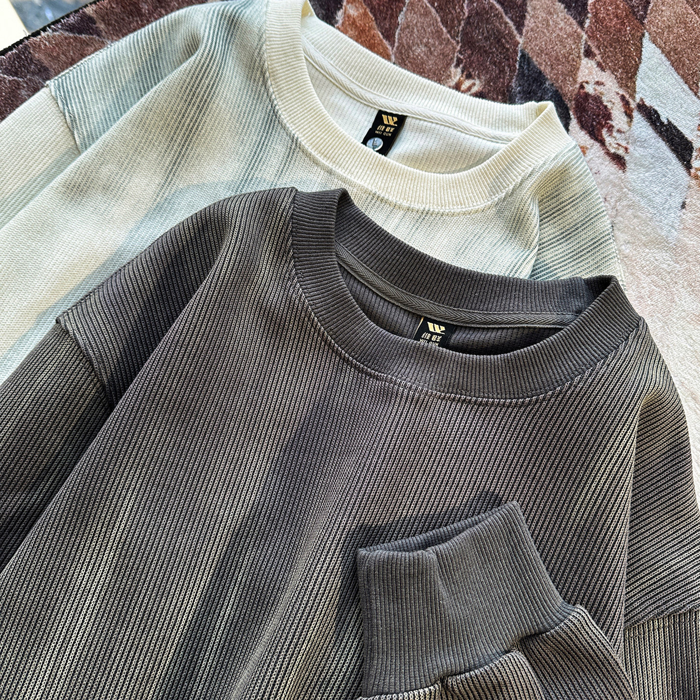 爆款脏脏卫衣男重磅T恤长袖体恤2025秋季新款针织扎染痞帅上衣服