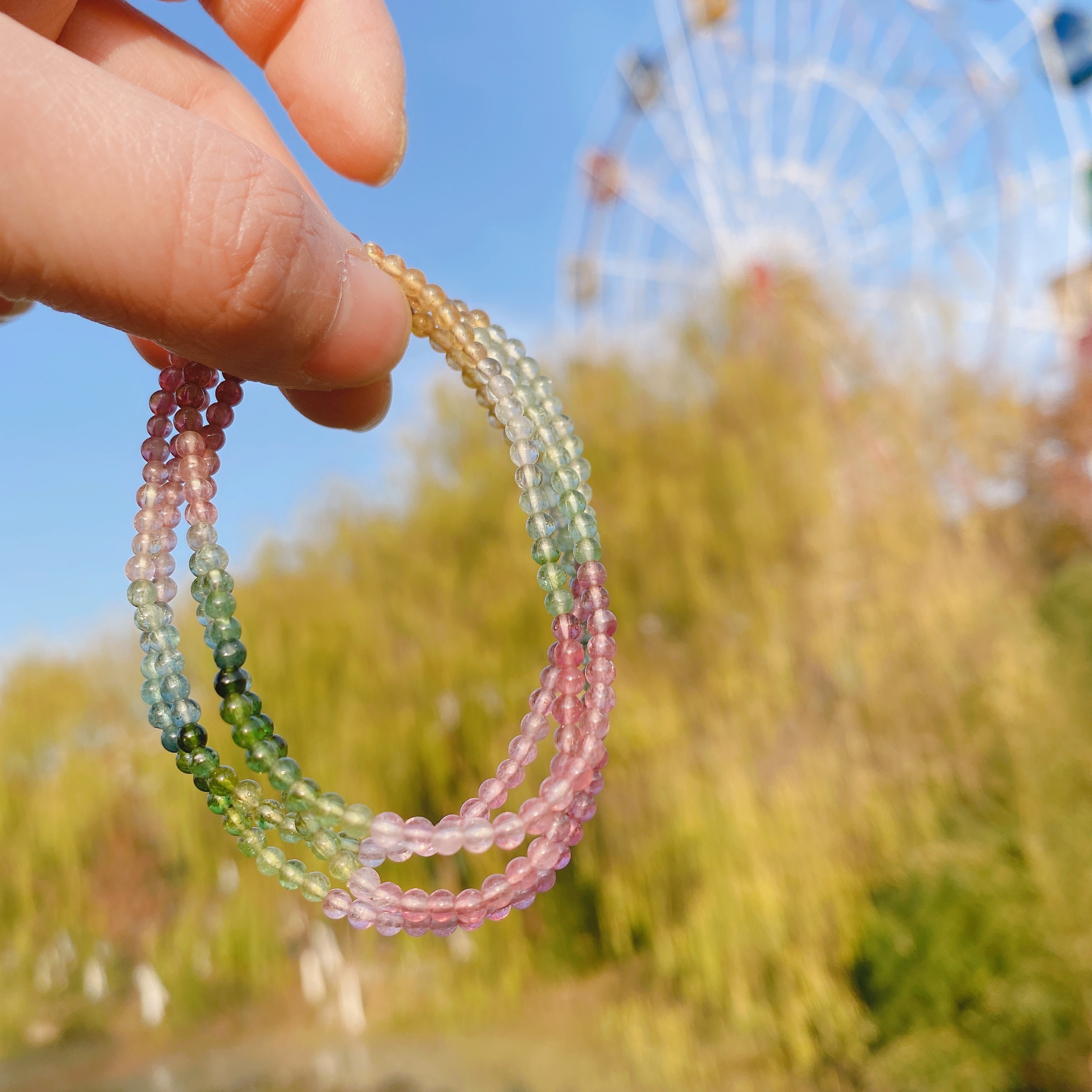天然巴西碧玺手串女彩虹糖果水晶