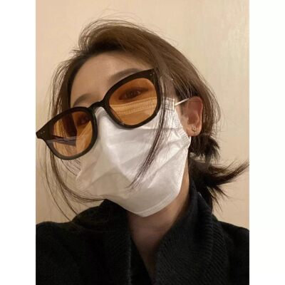 显脸瘦复古黄色防紫外线墨镜女
