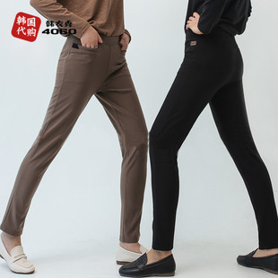 松紧腰长裤 韩国代购 子高腰弹力中老年女裤 裤 洋气PTZ4022 妈妈秋装