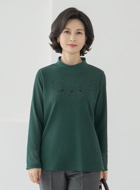 韩国妈妈装长袖T恤2025秋冬中老年女半高领纯色打底上衣TE2510024