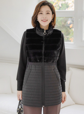 韩国代购冬季妈妈装马夹高领厚款宽松大码妈妈装上衣洋气JP211027