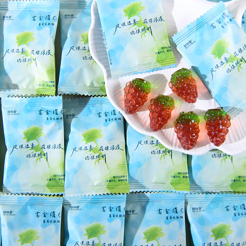 Bear Bird熊咪啾维C葡萄味软糖葡萄造型橡皮糖儿童休闲小零食糖果
