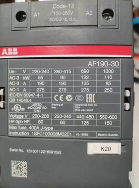 ABB接触器 AF190-30 AF95-30-11 AF110 AF145 AF185 AF210 AF260
