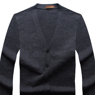 秋冬季男士羊毛衫开衫针织衫 男款简约休闲宽松有加大码V领毛衣男