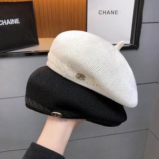画家帽子春夏季 贝雷帽女款 2024新款 高品质定型时尚 透气八角蓓蕾帽