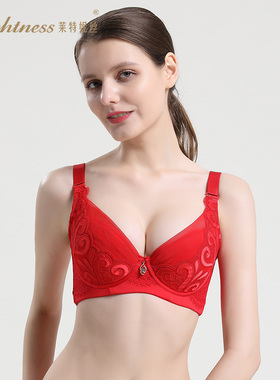 Lightness/莱特妮丝3/4杯调保养型聚拢侧收文胸内衣女士红色F1414