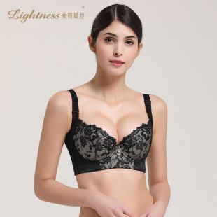 莱特妮丝调整型内衣性感蕾丝胸罩精致刺绣3 4杯侧收聚拢短文胸