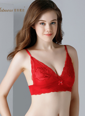莱特妮丝花容月貌保养款性感三角杯短文胸红色内衣F1308