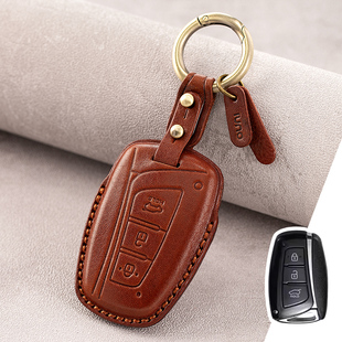 适用现代新胜达钥匙套高档格越雅科仕ix45雅尊捷恩斯车包壳扣真皮