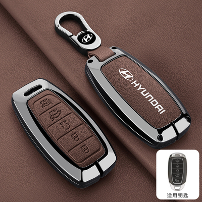 适用现代库斯途钥匙套酷库斯图菲斯塔汽车高档男士锁匙包壳金属扣