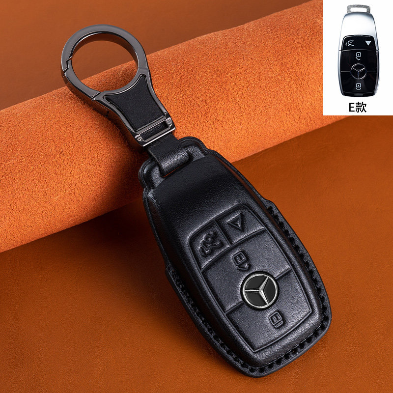 适用于奔驰GLS450钥匙套真皮GLE450汽车包350扣四键加版glc300壳