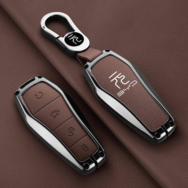 适用于比亚迪元up钥匙套专用元plus荣耀版汽车锁匙包改装壳金属扣