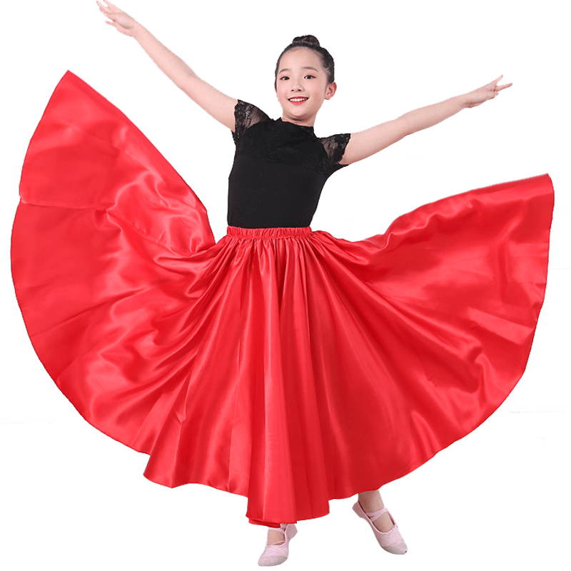 儿童半身表演服西班牙斗牛裙大舞裙女童大摆裙开场舞幼儿舞蹈服装