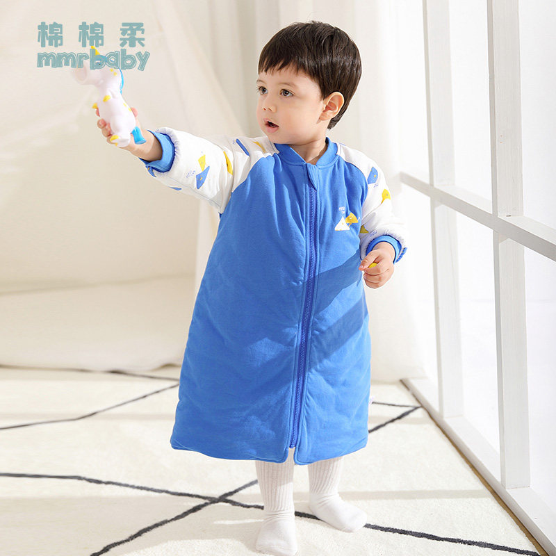 儿童睡袍宝宝睡衣三层夹棉冬季加厚款长款秋冬纯棉男孩小女童睡裙