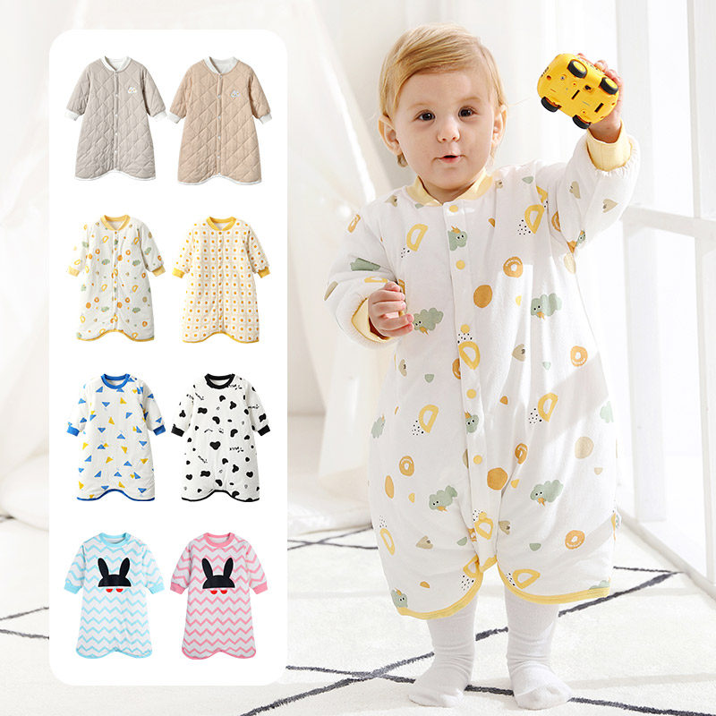 宝宝睡衣冬季加厚款儿童睡袍婴儿秋冬纯棉三层夹棉男童女童1-3岁2