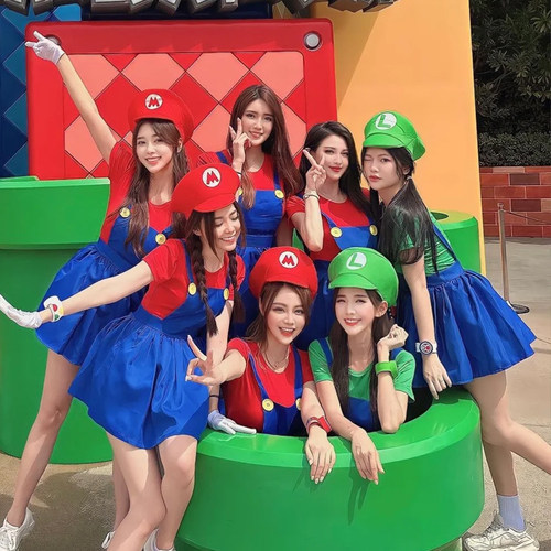 成人儿童马里奥衣服送手套胡子