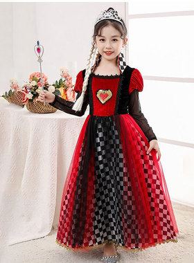 万圣节cos服装儿童女衣服爱丽丝梦游仙境红皇后服饰女装饰巫婆