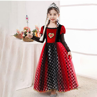 万圣节cos服装儿童女衣服爱丽丝梦游仙境红皇后服饰女装饰巫婆